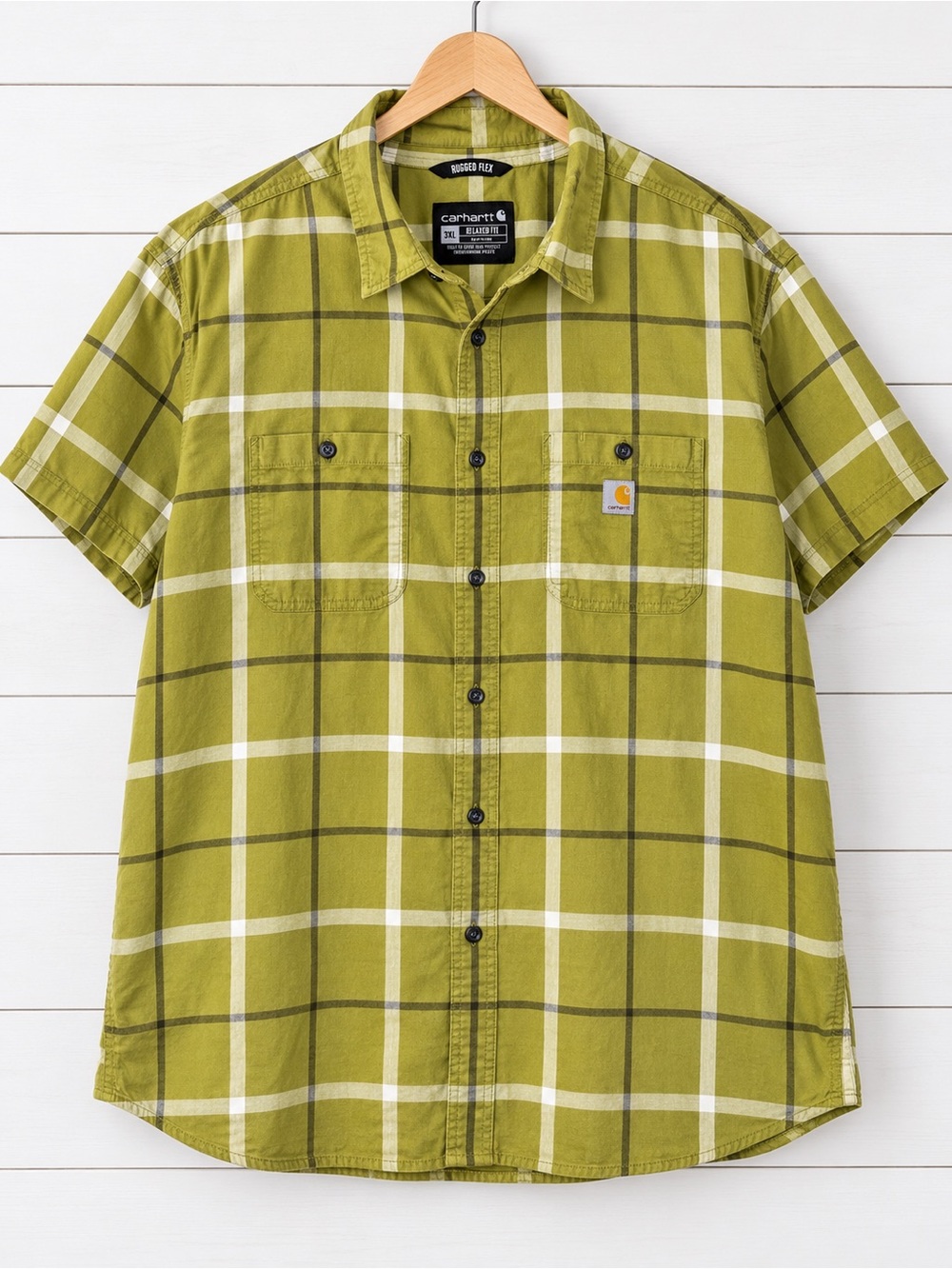 Carhartt Rugged Flex Relaxed Fit Short Sleeve Green Button Down 3XL